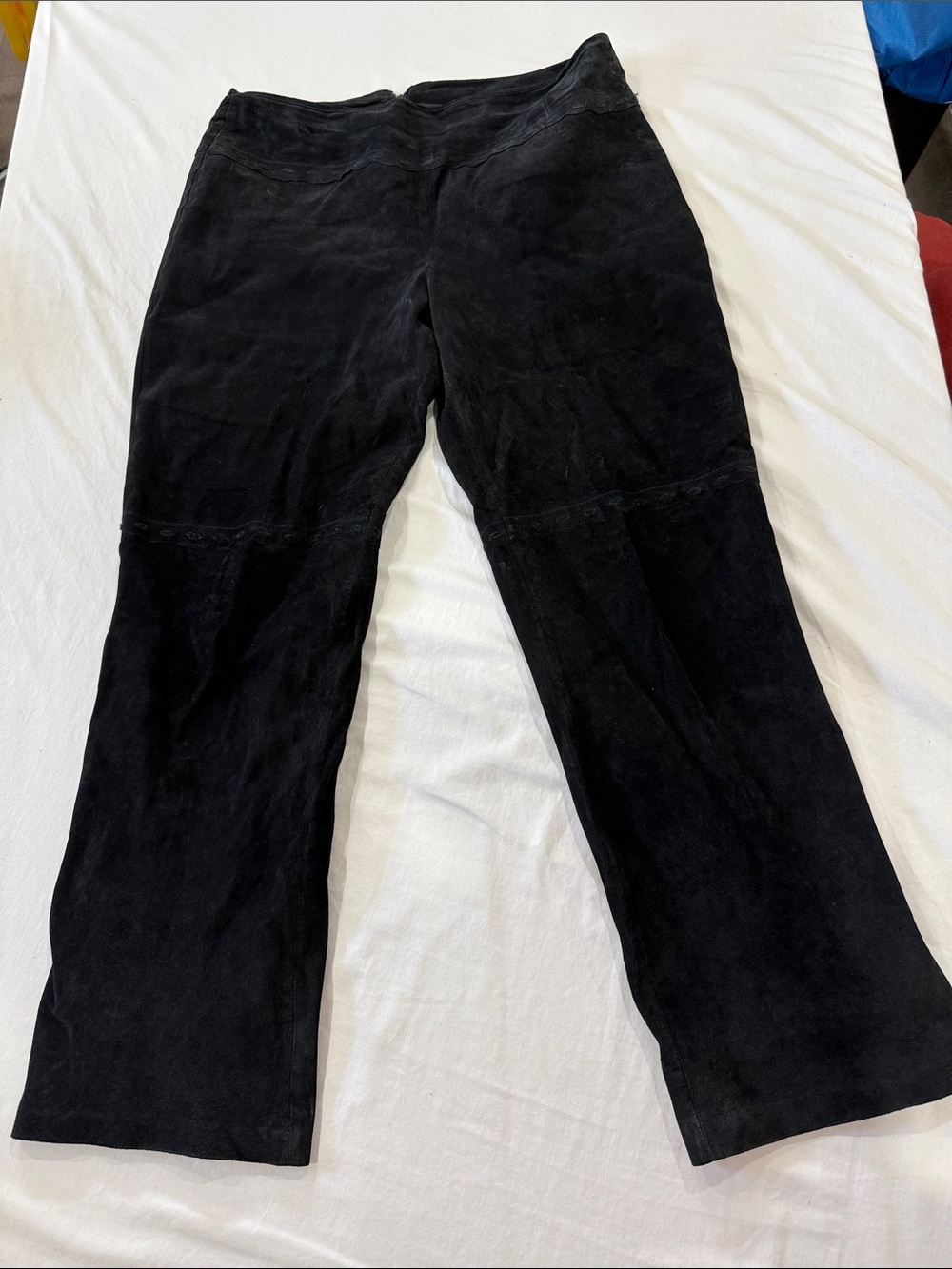 Danier Black Suede-Look Genuine Leather Wide Leg pants